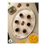 linmetal Lalin Tepsi Metal Oval Servis Tepsisi , Romantik Tepsi, Büyük Tepsi, Çay Kahve Tepsisi Krem