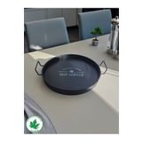 linmetal Lilya 27 cm Metal Tepsi, Tel Kulplu Yuvarlak Çay Tepsisi, Sunum Tepsisi, Tel Kulplu Kahve Tepsisi