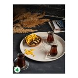 linmetal Metal Yuvarlak Servis Tepsisi 38cm, Kulpsuz Tepsi, Sunum Tepsisi, Çay Kahve Tepsisi (Kaktüs Baskılı)