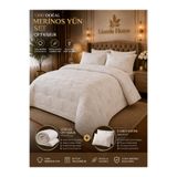 Linnda Home Çift Kişilik %100 Merinos Yün Dolgulu Yorgan Seti Sıcak Tutan Nefes Alabilen Dolgun Yorgan + 2 Adet Boncuk Yün Yastık