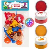 Lino 26 Parça Oyun Hamuru Aksesuarları + 2X75GRAM Doğal Oyun Hamuru Little Play Dough - Kırmızı - Turuncu