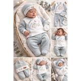 Lino Baby 5'li Kutulu %100 Pamuk Yeni Doğan Erkek Bebek Hastane Çıkışı - Su Yeşili - 0 - 3 Ay