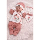 Lino Baby 5'li Kutulu %100 Pamuk Yeni Doğan Kız Bebek Hastane Çıkışı - Gül Kurusu - 0 - 3 Ay