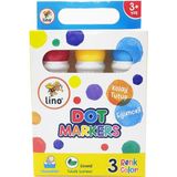 Lino Dot Markers Yıkanabilir Yuvarlak Uçlu 3'lü Karışık Renk Kalem Seti – Çocuklar İçin Güvenli ve Eğlenceli