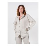 Lino Pijama Kirik Beyaz/Siyah Çizgili