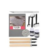 Linol Baskı Seti 1 Paket 35x50 cm Linolyum Tabaka Gri Linol Oyma Seti 3 Bıçaklı Kretuar Rulo Fırça Mürekkep Linol Baskı
