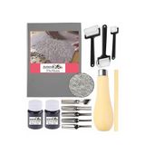 Linol Baskı Seti 1 Paket 35X50 Cm Linolyum Tabaka Gri Linol Oyma Seti 5 Bıçaklı Rulo Fırça Mürekkep Linol Baskı Seti