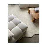 LİNOS HOME Krem Özel Dekoratif Dalgalı Modern Halı Peluş Halı Kaymaz Taban Yıkanabilir Salon Oturma Odası