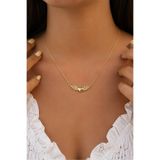 LİNOVE JEWELLERY 925 ayar gümüş melek kolye, Gümüş kalpli kanat kolye, Gümüş kolye, Kanat kolye