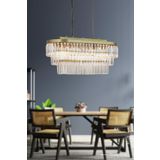 Linsa 70x30 Cm Kristal Cam Taşlı Yemek Masası Üstü Lüks Avize (ESKİTME RENK)