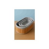 Linyahome Bambu Oval 3'lü Organizer Seti ( Sabunluk,havlu ve Kozmetik Saklama Sepeti