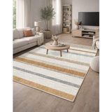 Lioara Home Iskandinav Modern Dijital Baskı Halı | Yıkanabilir Kaymaz Taban Salon & Yatak Odası Halısı - Kahverengi - 200 x 400 cm