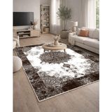 Lioara Home Klasik Modern Dijital Baskı Halı | Yıkanabilir Kaymaz Taban Salon & Yatak Odası Halısı - Kahverengi - 80 x 150 cm