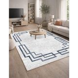 Lioara Home Modern Dijital Baskı Halı | Yıkanabilir Kaymaz Taban Salon & Yatak Odası Halısı - Mavi - 60 x 100 cm
