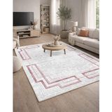 Lioara Home Modern Dijital Baskı Halı | Yıkanabilir Kaymaz Taban Salon & Yatak Odası Halısı - Pembe - 120 x 200 cm
