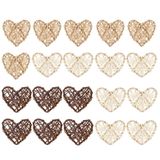 Liobelon 20 Parça Sevgililer Günü Kalp Rattan Toplar, 2,75 inç Kalp Şekilli Hasır Rattan Dekoratif Toplar 3 Renk Asılı Süsler DIY Vazo Kase Dolgu Sevgililer Günü Düğün Parti Dekoru için