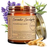 Liofeve Ev Kokulu Lavanta Okaliptüs Mumlar - Kadınlar için 50h Soya Aromaterapi Mum Uzun Yanan Mumlar