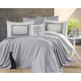 Lion 8 Parça Çift Kişilik Çeyizlik Pike Seti Gri - 200 x 220 cm