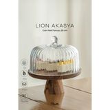 Lion Akasya Standlı Cam Kek Fanusu Ayaklı 28 cm Dev Boy
