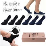 Lion Monroe Saf Bambu 4 Mevsim Kadın Babet Çorap Dikişsiz Görünmez Kaydırmaz Topuk Silikonlu Premium Hediye Kutulu 6'lı Prime Comfort S682AZNS - 39 - 41 - Siyah - Lacivert