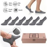 Lion Monroe Saf Bambu 4 Mevsim Kadın Babet Çorap Dikişsiz Görünmez Kaydırmaz Topuk Silikonlu Premium Hediye Kutulu 6'lı Prime Comfort S682AZNS - 39 - Gri Melanj
