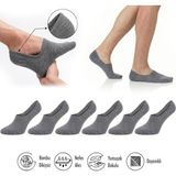 Lion Monroe Saf Bambu Erkek Babet Gri Melanj Çorap Dikişsiz Görünmez Kaydırmaz Topuk Silikonlu Premium 6'lı Paket S3904AZNS - 39 - 40