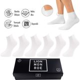 Lion Monroe Saf Bambu Erkek Lastiksiz Beyaz Soket Dikişsiz Premium Çorap 6'lı Paket / Iz Bırakmaz / Sıkmayan / Diyabetik Çorap