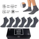 Lion Monroe Saf Bambu Erkek Lastiksiz Gri Melanj Soket Dikişsiz Premium Çorap 6'lı Paket / Iz Bırakmaz / Sıkmayan / Diyabetik Çorap - Standart