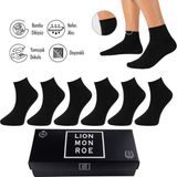 Lion Monroe Saf Bambu Erkek Lastiksiz Soket Dikişsiz Premium Çorap 6'lı Paket / Iz Bırakmaz / Sıkmayan / Diyabetik Çorap - XL - Siyah