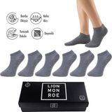 Lion Monroe Saf Bambu Erkek Patik Düz Kısa Çorap Dikişsiz Premium Kutulu 6'lı L5952AZNP Softaura - M - L - Çizgili