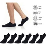Lion Monroe Saf Bambu Erkek Sneaker Siyah Çorap Dikişsiz Görünmez Bilekte Spor Çorap Premium 6'lı L5952AZNB Softaura - 42