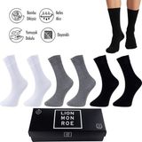 Lion Monroe Saf Bambu Erkek Soket Uzun Düz Beyaz-Gri-Siyah Çorap Dikişsiz Premium Kutulu 6'lı L5952AZNB Softaura - 39 - 40 - Beyaz - Gri - Siyah