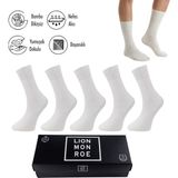 Lion Monroe Saf Bambu Erkek Soket Uzun Düz Çorap Dikişsiz Premium Kutulu 5'li L5952AZNB Softaura - 35 - 39 - Kırık Beyaz