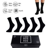 Lion Monroe Saf Bambu Erkek Soket Uzun Düz Çorap Dikişsiz Premium Kutulu 5'li L5952AZNB Softaura - XS - Siyah