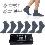 Lion Monroe Saf Bambu Erkek Yarım Konç Düz Füme Çorap Dikişsiz Premium Kutulu 6'lı L5952AZNP Softaura - M - L