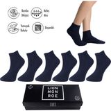 Lion Monroe Saf Bambu Erkek Yarım Konç Düz Lacivert Çorap Dikişsiz Premium Kutulu 6'lı L5952AZNP Softaura - 36