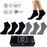 Lion Monroe Saf Bambu Erkek Yarım Konç Düz Siyah - Gri Melanj Çorap Dikişsiz Premium Kutulu 6'lı L5952AZNP Softaura - 43 - 46