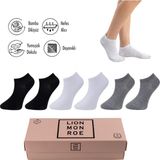 Lion Monroe Saf Bambu Kadın Patik Siyah - Beyaz - Lacivert - Gri Düz Kısa Çorap Dikişsiz Premium Kutulu 6'lı L5952AZNP Softaura - XL - Siyah - Beyaz - Gri Melanj