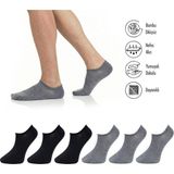 Lion Monroe Saf Bambu Kadın Sneaker Siyah - Gri Melanj Çorap Dikişsiz Görünmez Bilekte Spor Çorap Premium 6'lı L5952AZNB Softaura - 35 - 37