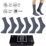 Lion Monroe Saf Bambu Yazlık Erkek Soket Uzun Düz Çorap Dikişsiz Premium Kutulu 6'lı Hediyeli - 40 - 45 - Füme