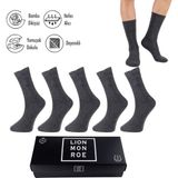 Lion Monroe Saf Bambu Yazlık Erkek Soket Uzun Düz Kısa Füme Çorap Dikişsiz Premium Hediye Kutulu 5'li Softaura Series L5952AZNP - 40 - 45 - Antrasit
