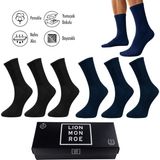 Lion Monroe Saf Pamkulu 4 Mevsim Erkek Soket Uzun Düz Tenis Çorap Dikişsiz Premium Hediye Kutulu 6'lı Prime Cotton Serisi F3180GXNS - 35 - 36 - Siyah - Lacivert