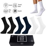Lion Monroe Saf Pamkulu 4 Mevsim Erkek Soket Uzun Düz Tenis Çorap Dikişsiz Premium Hediye Kutulu 6'lı Prime Cotton Serisi F3180GXNS - 35 - 38 - Siyah - Lacivert - Beyaz