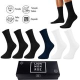 Lion Monroe Saf Pamuklu Erkek Tenis Uzun Düz Siyah - Lacivert - Beyaz Soket Çorap Dikişsiz Basic Penye Premium Hediye Kutulu 6'lı Prime Cotton Serisi L5952BZNS - Standart