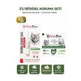 LİON PAW 2'li Set Kedi İç Dış Anti Parazit Bitkisel 1 Ense Damla Ve 1 Tablet Seti