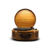 Lion Retro Çanta Tipi Yuvarlak Pikap – Dahili Hoparlörlü, Bluetooth Bağlantılı Taşınabilir Plak Çalar – Vintage Ahşap Gövde, 33/45 RPM, Deri Saplı Nostaljik Pikap