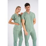 Lion Üniforma Küf Yeşili Dr. Greys Modeli Likralı Hemşire Forması Yarasa Kol Doktor Scrubs Hastane Takımı