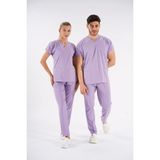 Lion Üniforma Lila Dr. Greys Modeli Likralı Hemşire Forması Yarasa Kol Doktor Scrubs Hastane Takımı - 2XL