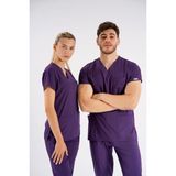 Lion Üniforma Özel Mor Dr. Greys Modeli Likralı Hemşire Forması Yarasa Kol Doktor Scrubs Hastane Takımı
