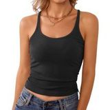 Liona Kadın İp Askılı Yüzücü Sırt Siyah Crop Top Bluz Atlet